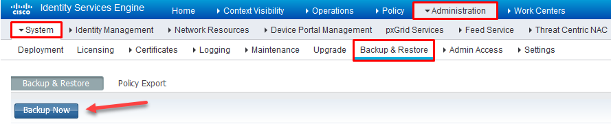 Cisco ISE Backup Path